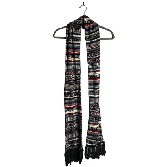 Indigo Accessories - Indigo Fairisle Unisex Alpaca Knit Fringed Scarf